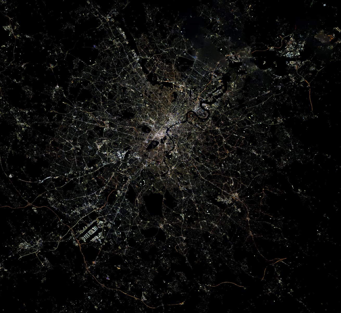 London’s metro area at night. 